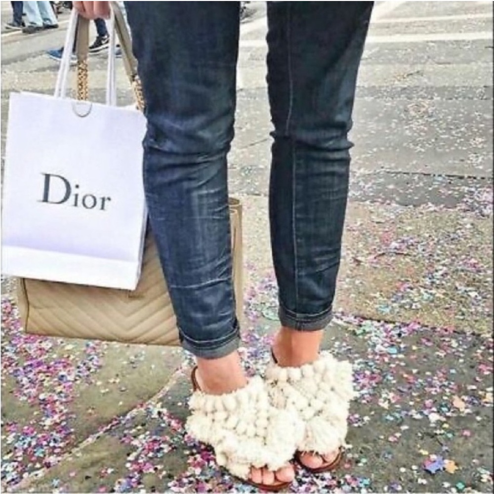 NWT Zara Crochet Pom Pom Embroidered Fringe Stacked Heel - Picture 5 of 11